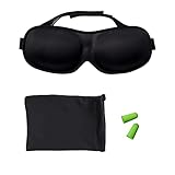 Kelana® Premium Schlafmaske Frauen & Herren, Augenmaske, Schlafbrille mit 3D Form, Augenklappe, Augenbinde zum Schlafen in Schwarz inkl. Ohrstöpsel & Aufbewahrungsbeutel