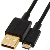 Amazon Basics USB-A auf Micro USB 2.0 Kabel, 480 Mbit/s Übertragungsgeschwindigkeit, mit vergoldeten Steckern, 1.8 m, Schwarz