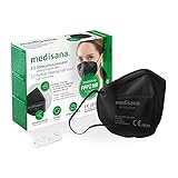 medisana FFP2 Atemschutzmaske Schwarz/Black Staubmaske Atemmaske RM 100, Staubschutzmaske Mundschutzmaske einzelverpackt im PE-Beutel mit Clip, 10 Stück (1er Pack)